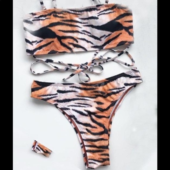 Tiger Print 3 Piece Swim Set - Picture 4 of 5